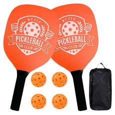 Sitonic 入門匹克球球拍 2支 + 球 4顆 + 球袋組合, 1套, 橘色