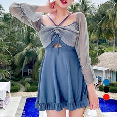 올룸 閃亮連身泳衣, 藍色