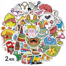 리씨상점 노트북 캐리어 사물함 감성 충만 개성 스티커, 만화A, 2세트