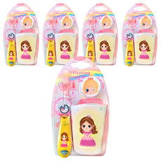 Vibright 兒童角色 LED 定時器牙刷杯架套組 黃色公主, 5組