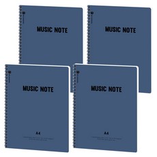 moong9 A4 可撕式音樂筆記本, 藍色, 4個