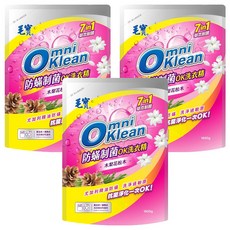 毛寶 Omniklean 防蹣制菌洗衣精 木梨花松木 7合1草本制菌 補充包, 1.8kg, 3包