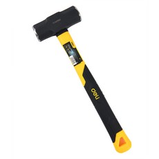 델리 툴즈 휴대용 다용도 핸드 툴 팔각 강철 파이버 글라스 망치 블랙 + 옐로우 EDL447003, 1개