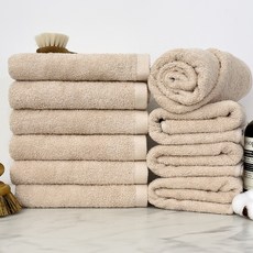 摩登飯店30支棉紗毛巾 150g, 米色, 10條