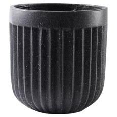 KUIBAO 快豹生活 Aurora半橢豎紋落地花盆, 霧黑, 1個