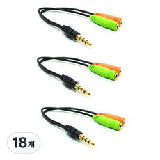 에이치디탑 4극 3.5 스테레오 Y 케이블 15cm, HT-SY15, 혼합 색상, 18개