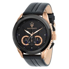 maserati Traguardo 男士手錶 石英 皮革錶帶 計時碼錶 R8871612025