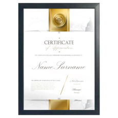 原色調 獎狀/證書相框 A4 金賞 可掛牆 可直立/橫躺擺放, 黑色, 1個