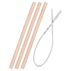 MiNiKOiOi 好好喝矽膠吸管組 奶茶杏, 3支, 1組