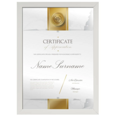 TRENY 原色調A4獎狀證書相框, 可直擺/橫擺/掛牆, 白色, W23 x D1.5 x H32cm, 1個