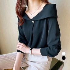 PAPERMENTS 翻領長袖雪紡襯衫