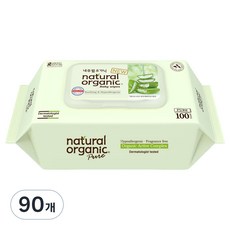 네츄럴오가닉 퓨어 플레인 유아물티슈 스마트캡형, 45g, 100매, 90개
