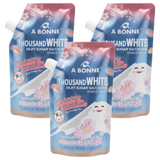 A BONNE' 透亮身體去角質沐浴鹽 櫻花+雪玫瑰, 350g, 3包