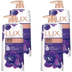 LUX 麗仕 精油香氛沐浴乳 媚惑幽香, 奢華墨蘭花香氛, 24小時持久香氛, 1L, 4瓶