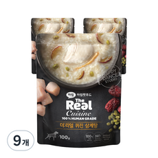 하림펫푸드 더리얼 퀴진 강아지 습식파우치, 닭, 100g, 9개