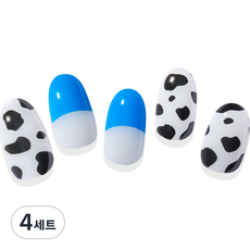 힙칙 네일드 잇 세미 큐어 젤 네일 스트립 세트, 밀크 카우, 4세트