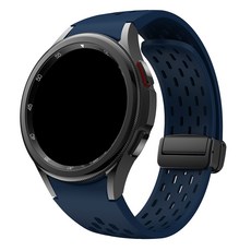 SPACE SHIELD 翼型D扣 磁吸網眼矽膠錶帶, 午夜藍