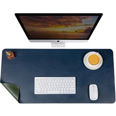 Vin&Co 書桌皮革雙面長桌墊 L 80 x 40 cm, 綠色 海軍藍, 1個