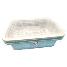 JUSKU 佳斯捷 長今濾水收納籃組合 耐熱0~100度 920g 9.5L, 藍色, 1組