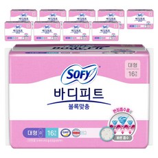 바디피트 볼록맞춤 생리대 날개형, 대형, 16개입, 10개