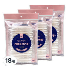 맘스베이비 신생아용 개별포장 면봉, 100개입, 18개
