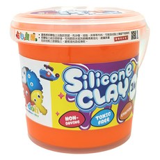 Q-doh 有機矽膠黏土 歡樂柔軟量量桶 1KG，適合3歲以上, 橘色, 1桶