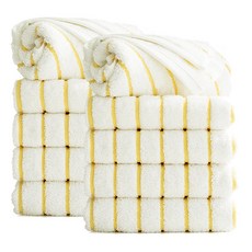 TowelToktok 時尚條紋飯店毛巾 190g 精梳棉, 10個, 黃色