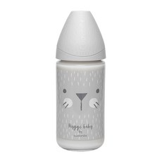 suavinex 蘇維妮 Hygge 安心玻璃奶瓶 0個月以上 圓形奶嘴, Whisker Grey, 240ml, 1個