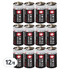 스위스어드밴스 망간 건전지 C형 R14, 12개, 2개입