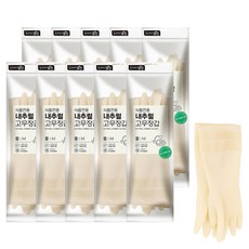 명진 식품용 내추럴 고무장갑, 아이보리, 중(M), 10세트