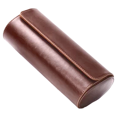 小小星球家 三入手錶盒 PU皮革+鹿皮絨 皮革棕/低調黑