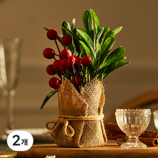 에버그린 조화 화분, 베리레드, 2개