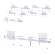 리빙홈디테일 무타공 접착식 철제 6구 후크걸이 LHD-071, 화이트, 6개