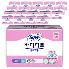 바디피트 볼록맞춤 생리대 날개형, 대형, 16개입, 20개