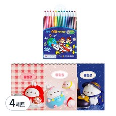 몰랑이 종합장 3권 + 지구화학 슈퍼지구 12색 문구세트, 랜덤발송(종합장), 4세트