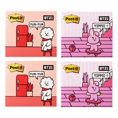 3M Post-it 利貼 BT21 強力黏著封面便利貼 2款 x 2入, Cooky, RJ, 1套