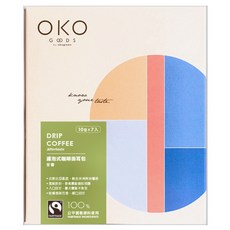 OKO 生態綠 AFTERTASTE 濾泡式咖啡掛耳包, 10g x 7入, 國際公平貿易認證, 7包, 1盒