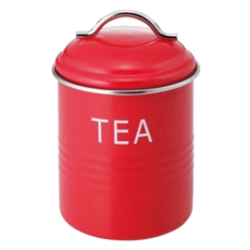 SALUS 佐藤金屬 復古收納罐 TEA, 紅色, 1個