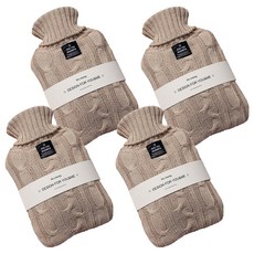 EVER HOUSE 基本款 2L 保溫熱水袋 + 針織袋套組 米色, 4套