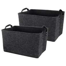 Craftsman In Storage 收納職人 日式簡約質感毛氈收納籃 L 39 x 29 x 25cm 質感黑 2個