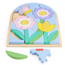 Fisher-Price 費雪 木製花朵拼圖積木, 1組