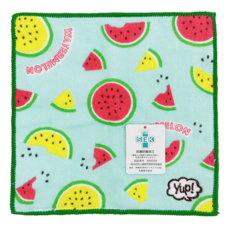MARUSHIN 丸真 yup 創意趣味口袋小方巾, 抗菌防臭加工 100%純棉 約15 x 15 cm, 西瓜, 1條