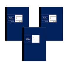 Double A 布膠系列 B5膠裝筆記本, 厚螺紋卡紙封面, 縫線裝訂, 可完全攤平, Doublea紙張, 70 gsm, 40張, 空白內頁, 深藍色, 3本