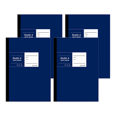Double A 布膠系列 B5膠裝筆記本, 厚螺紋卡紙封面, 縫線裝訂, 可完全攤平, Doublea紙張, 70 gsm, 40張, 空白內頁, 深藍色, 4本