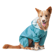 meongmoongs 寵物輕量全包式雨衣, 1個, 湖水藍