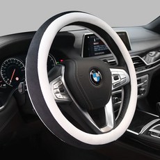 GMZ MOTORS 全車系通用 車用冬季雙色方向盤套, 簡約白 + 醇黑色