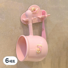 몬드스팟 올인원 벽걸이 강아지 양치컵 + 걸이 세트 400ml YY57894, 핑크, 6세트