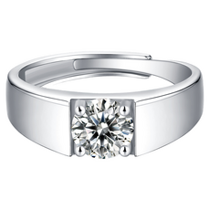 CF Diamond 男戒 莫桑鑽, D0105 紳士, 1克拉, 紳士 銀色