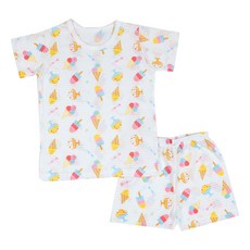 bonumam 童款5分甜點圖案提花織布上衣褲子套裝