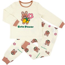 Maykids 女童款捲毛兔竹節棉9分袖家居套裝